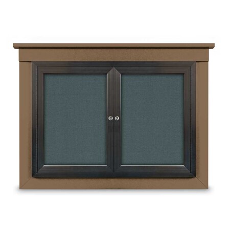 United Visual Products 72"x36" 3-Door Enclosed Outdoor Letterboard, Hdr, Green Felt/Bronze UV1178HDPLUS-BRONZE-GREEN